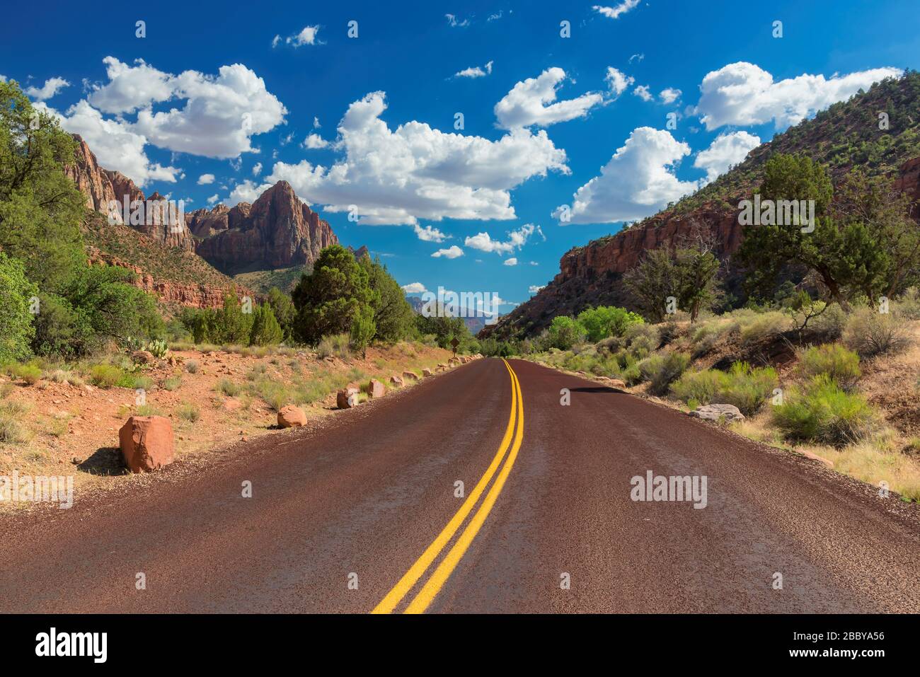 Viaggio su strada a Zion National Park, Utah Foto Stock