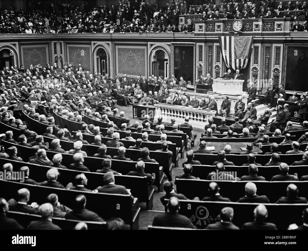 Messaggio di lettura del Presidente Woodrow Wilson sulla tariffa al Congresso, 4/9/13 Foto Stock