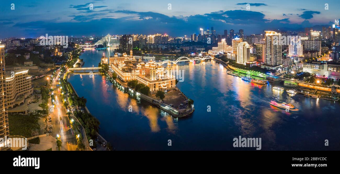 Veduta aerea del paesaggio urbano di Fuzhou in Cina Foto Stock