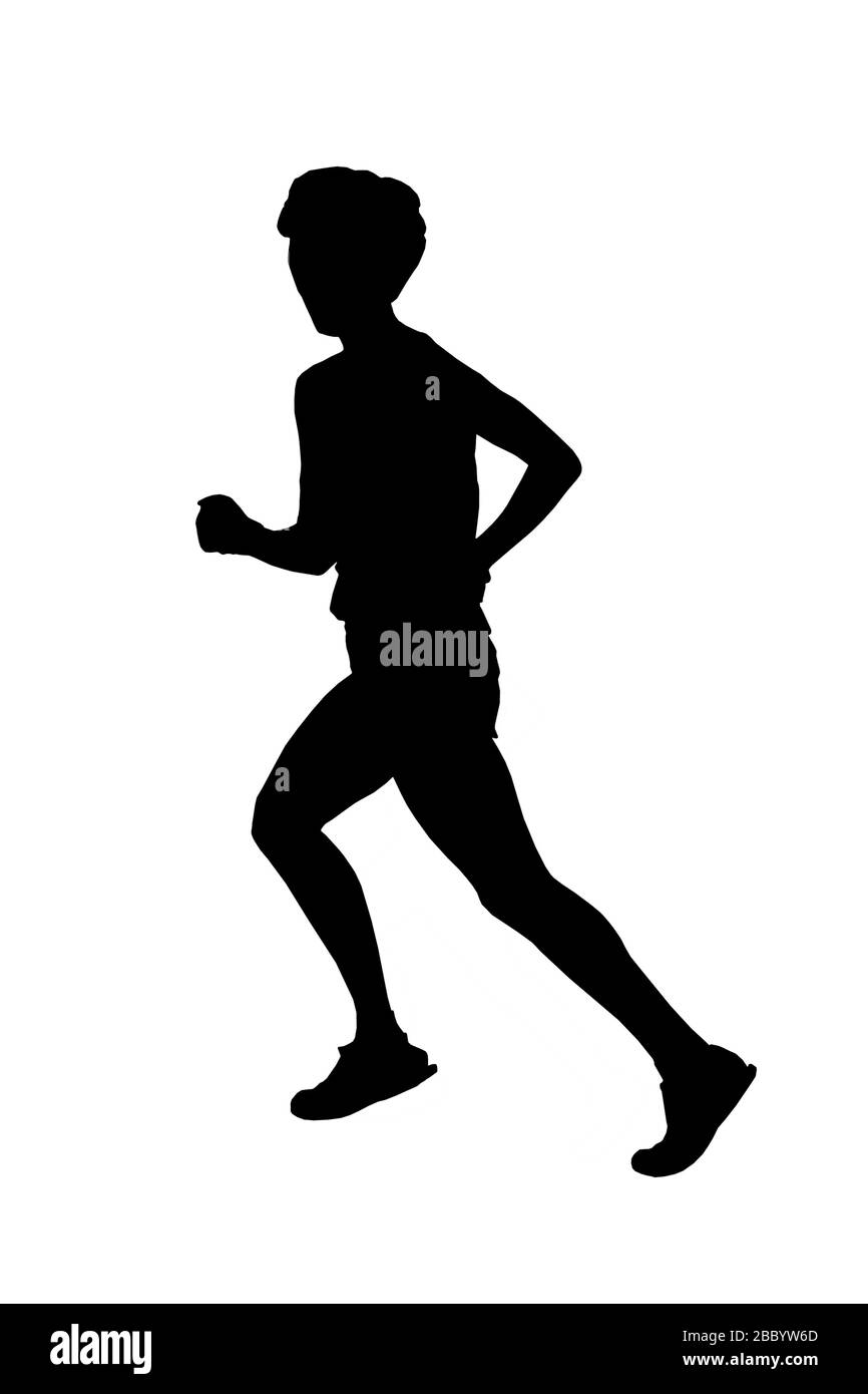 Silhouette di corsa femminile Foto Stock