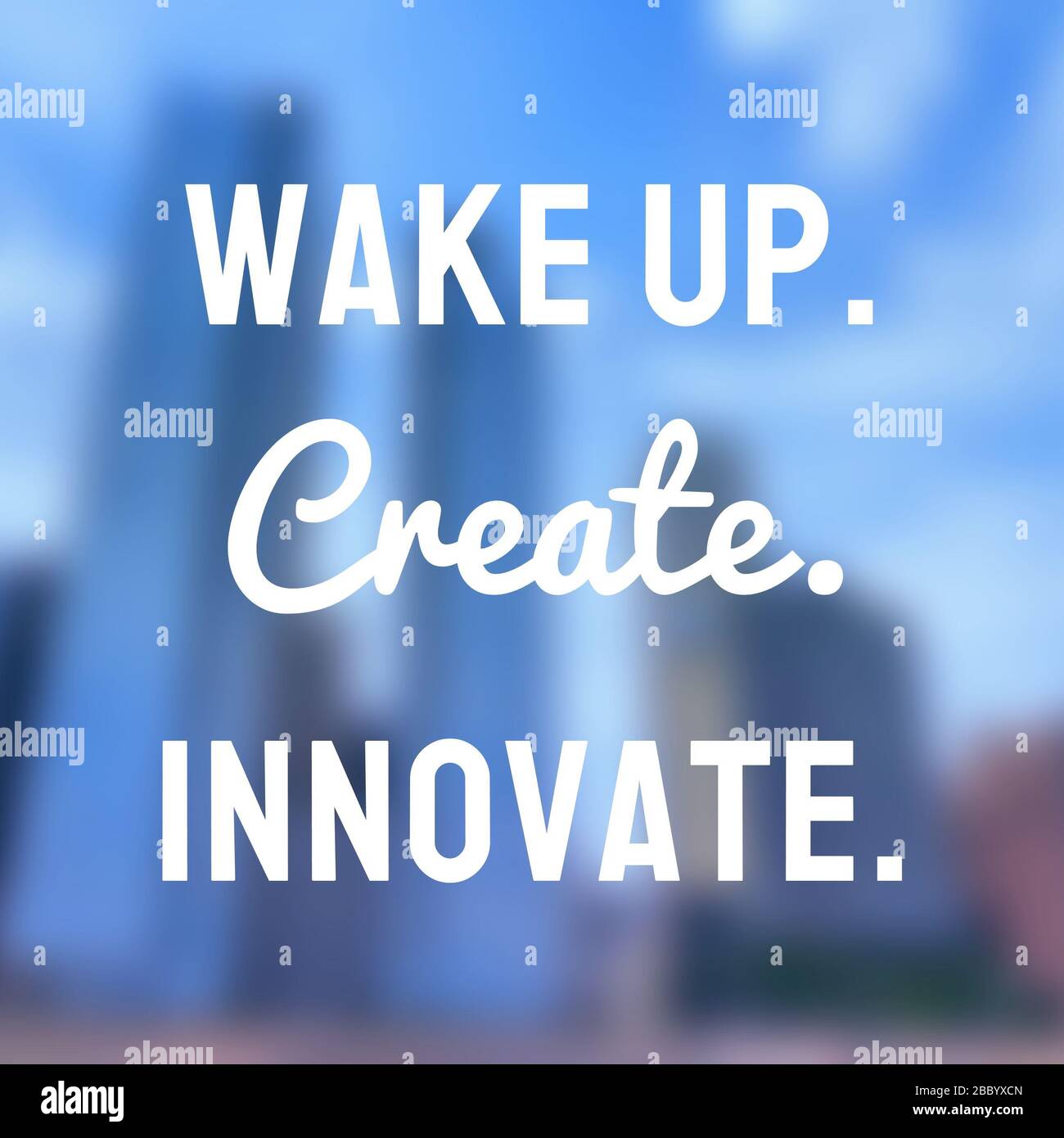 Wake up, creare, innovare - tech startup ispirazione poster. Foto Stock