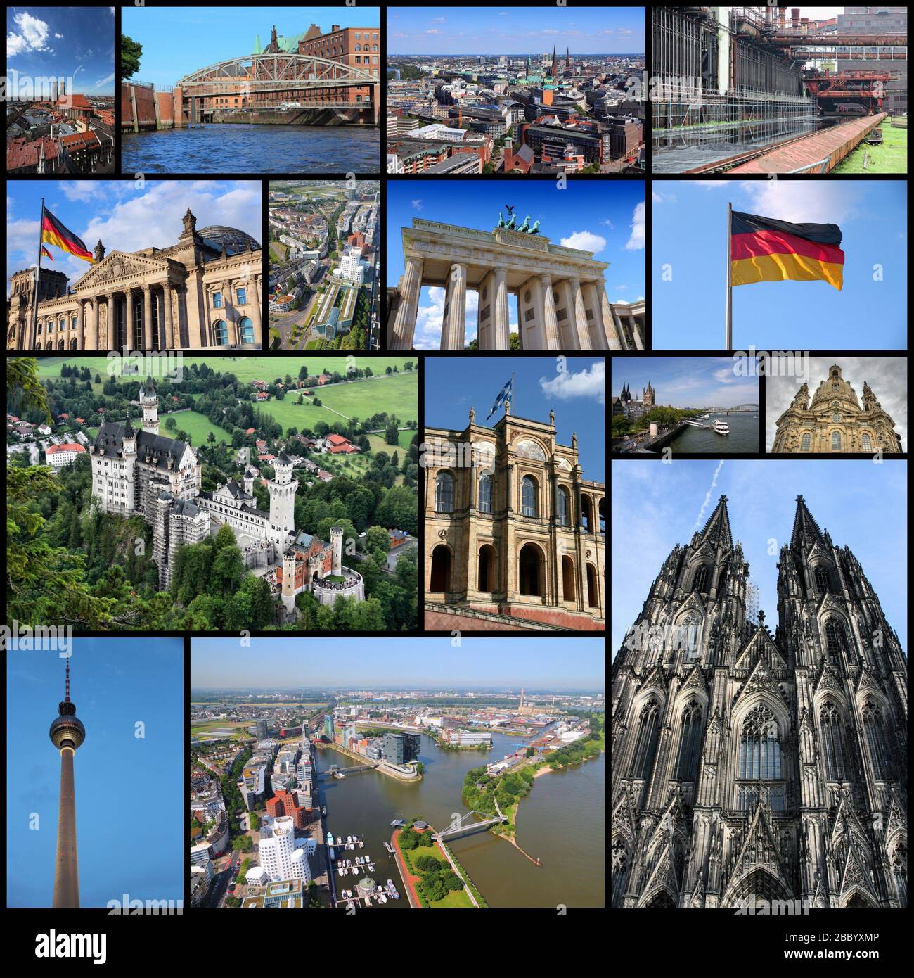 Germania Landmarks - foto di viaggio collage con Berlino, Monaco, Amburgo,  Dresda, Dusseldorf, Colonia ed Essen Foto stock - Alamy