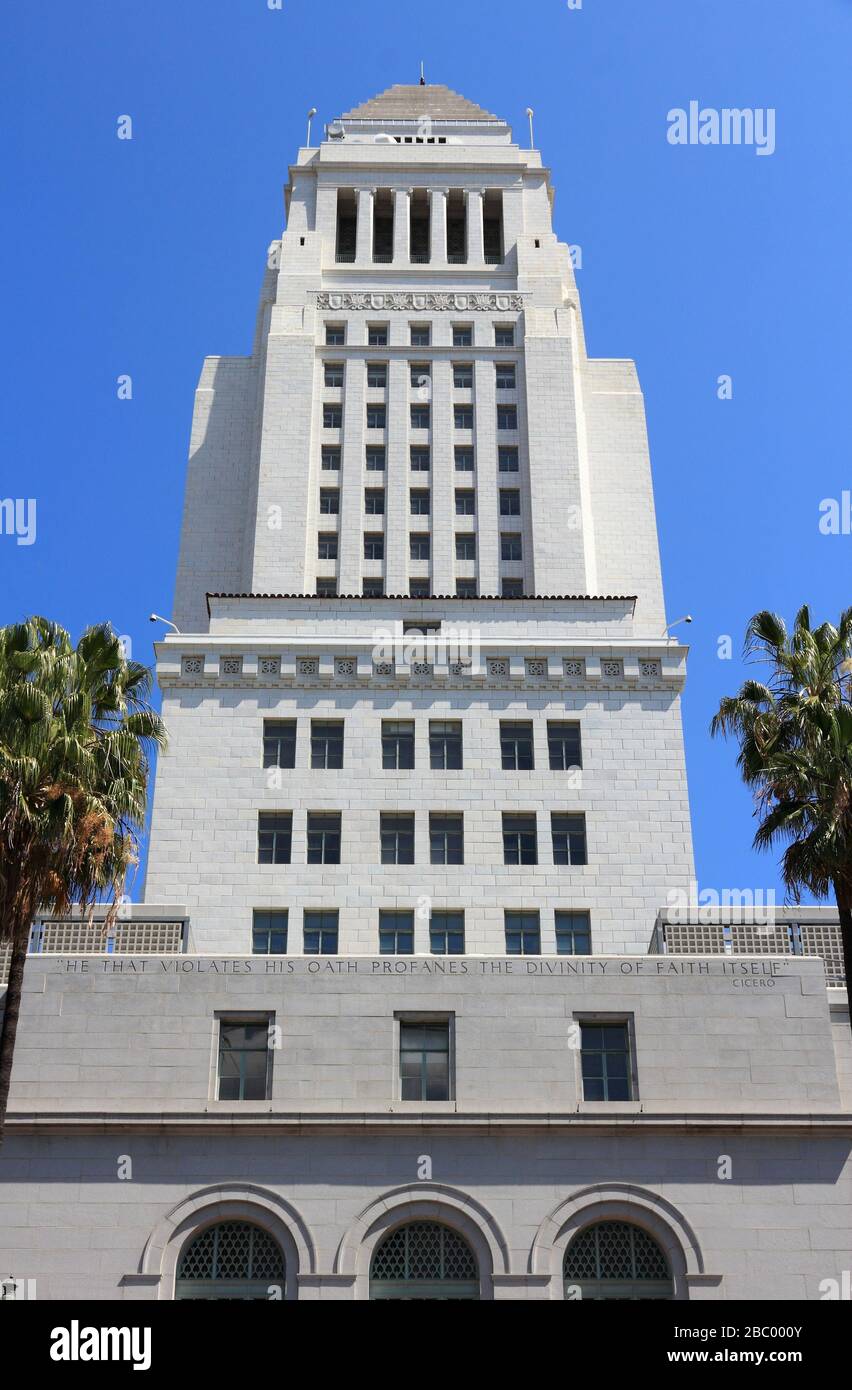 Edificio del Municipio di Los Angeles, California, Stati Uniti. Quartiere del Centro Civico. Foto Stock