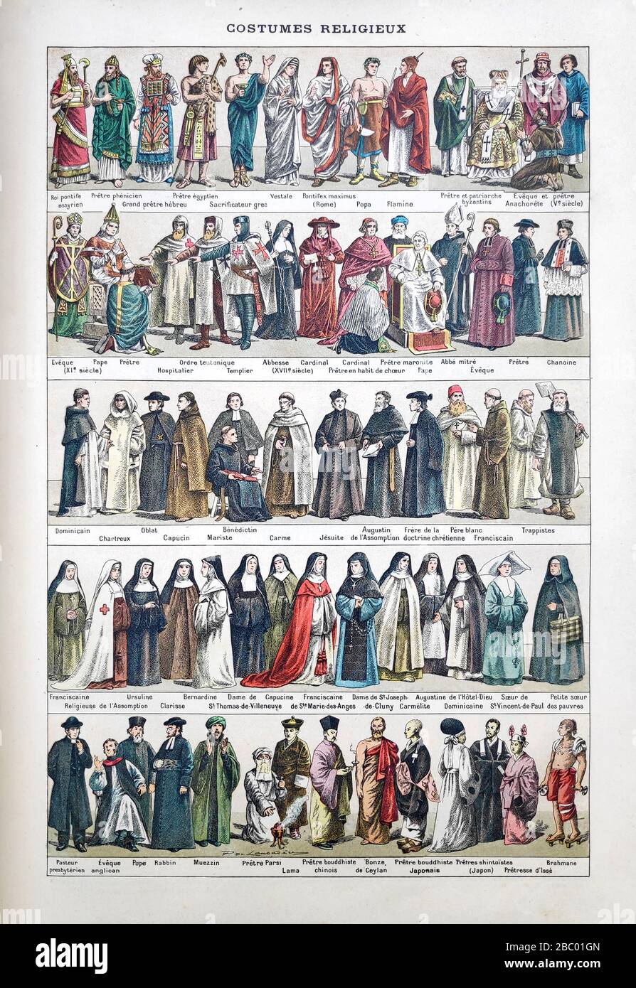 Vecchia illustrazione sui costumi religiosi di P. de Laubadère stampata alla fine del 19th secolo. Foto Stock