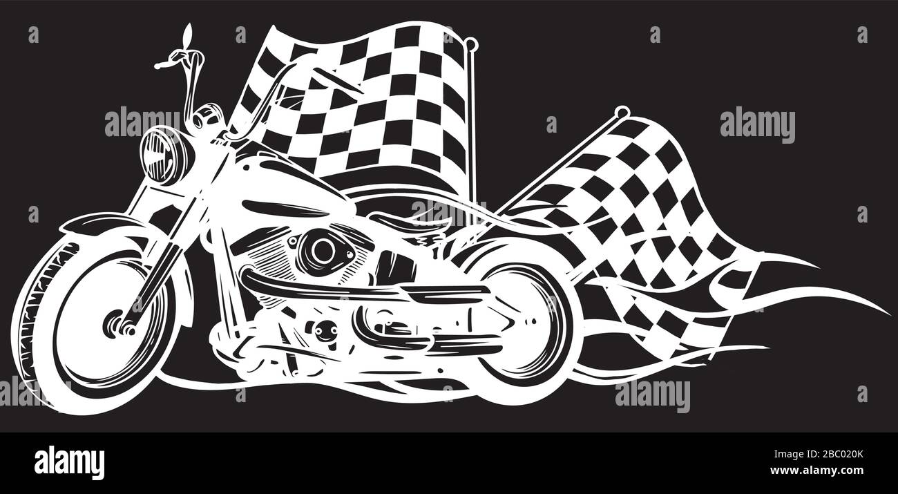 vintage Chopper in immagine vettoriale di sfondo nero Illustrazione Vettoriale