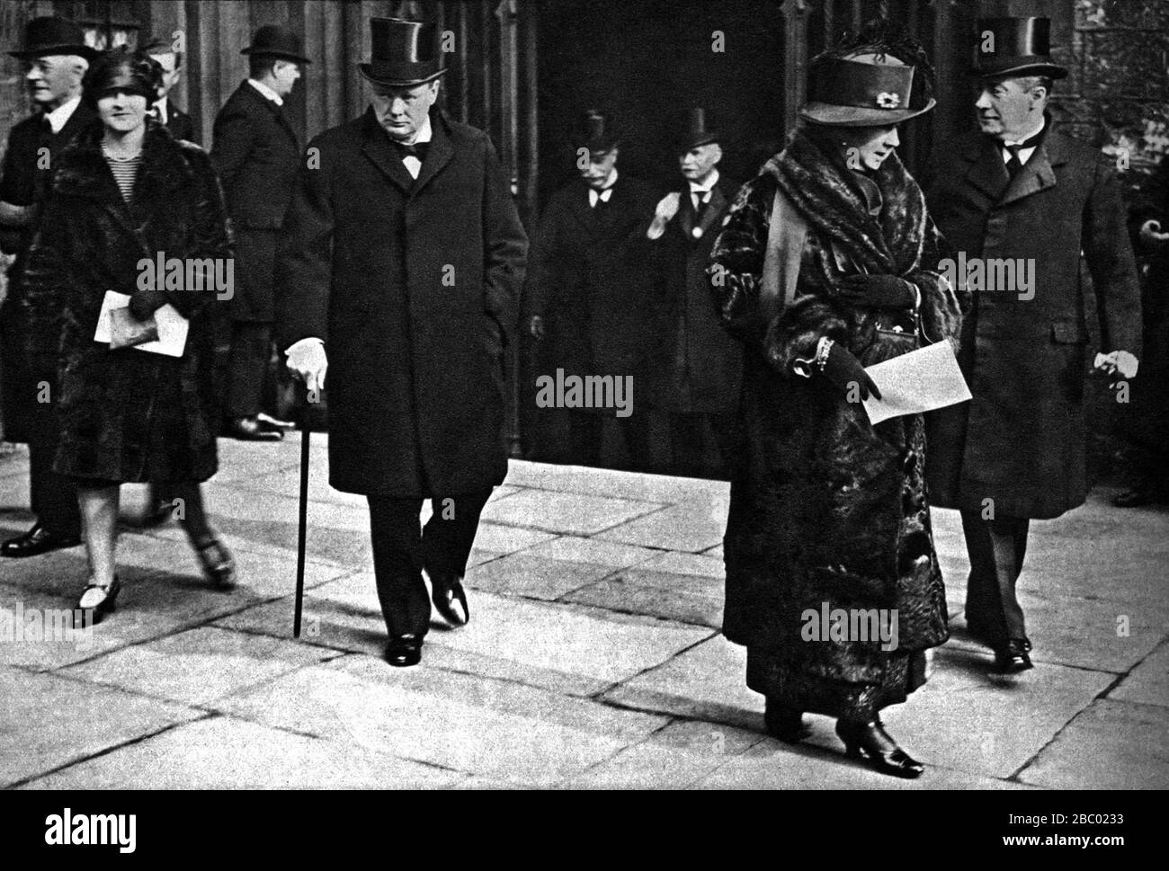 Winston Churchill al funerale di Asquith. Febbraio 1928. Foto Stock