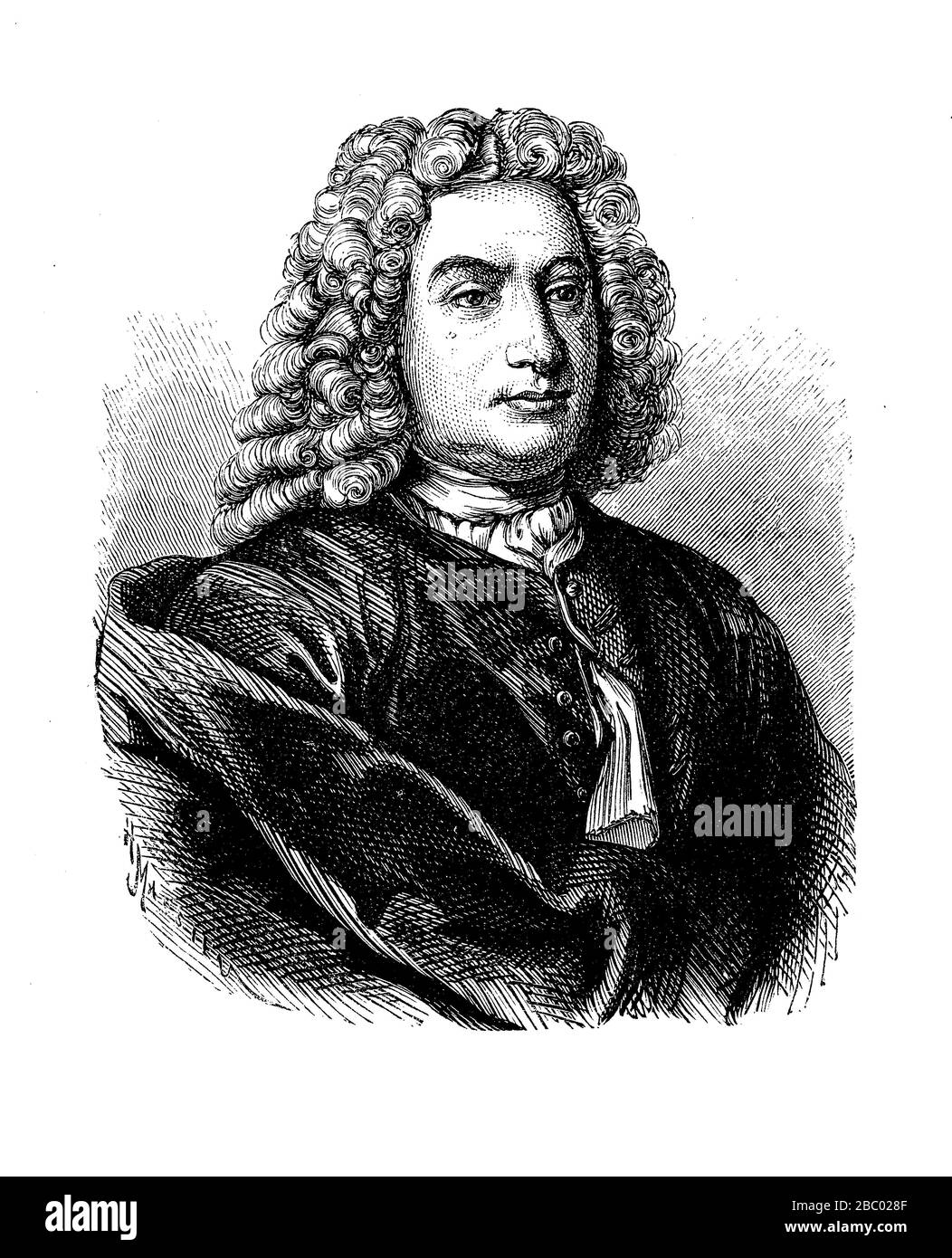 Ritratto di Daniel Bernoulli (1700 - 1782) matematico e fisico svizzero, noto per il principio con il suo nome e il suo pionieristico lavoro nella meccanica dei fluidi. Foto Stock