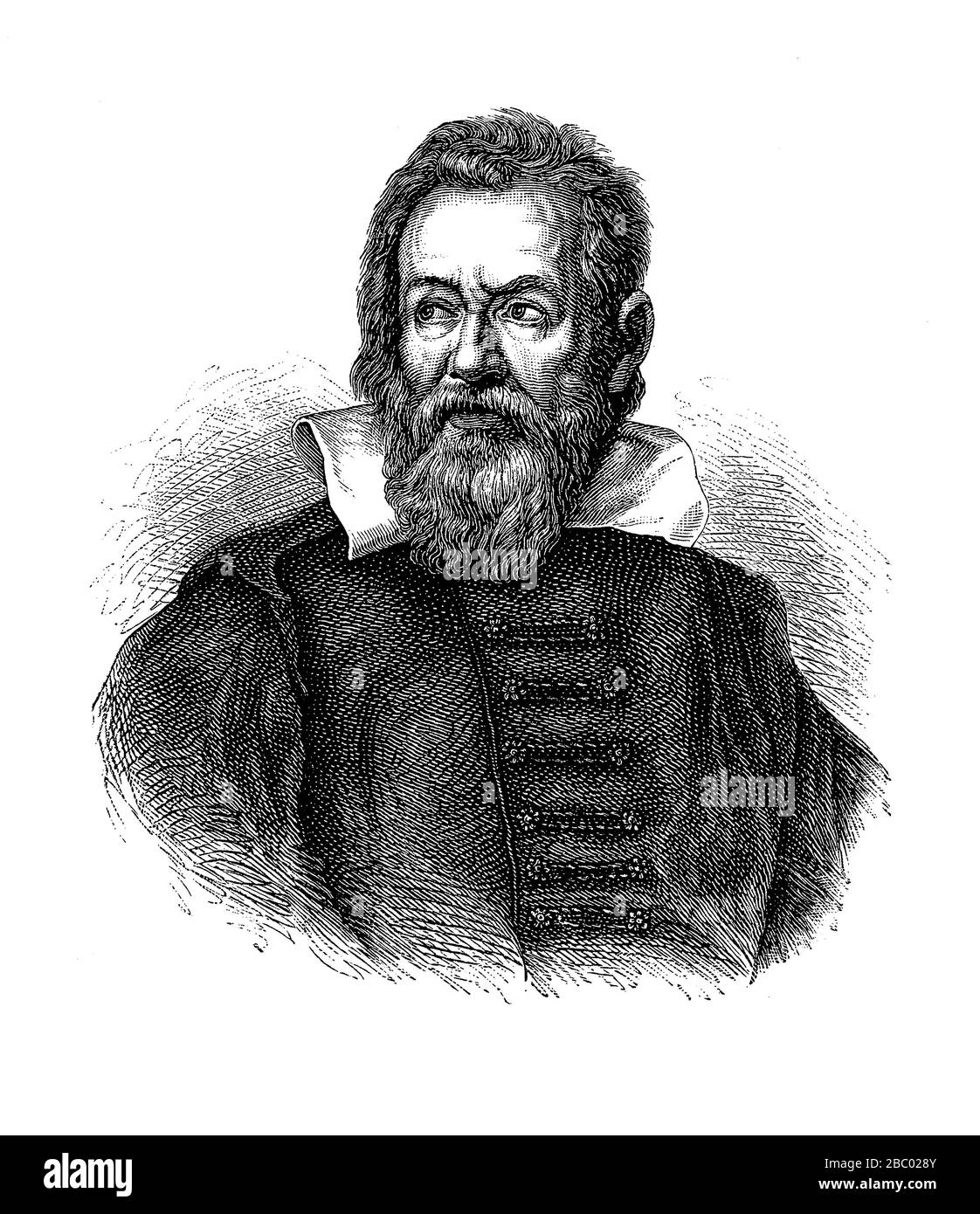 Ritratto di Galileo Galilei (1564 - 1642) astronomo italiano di Pisa, fisico e ingegnere, fondatore dell'astronomia osservazionale Foto Stock