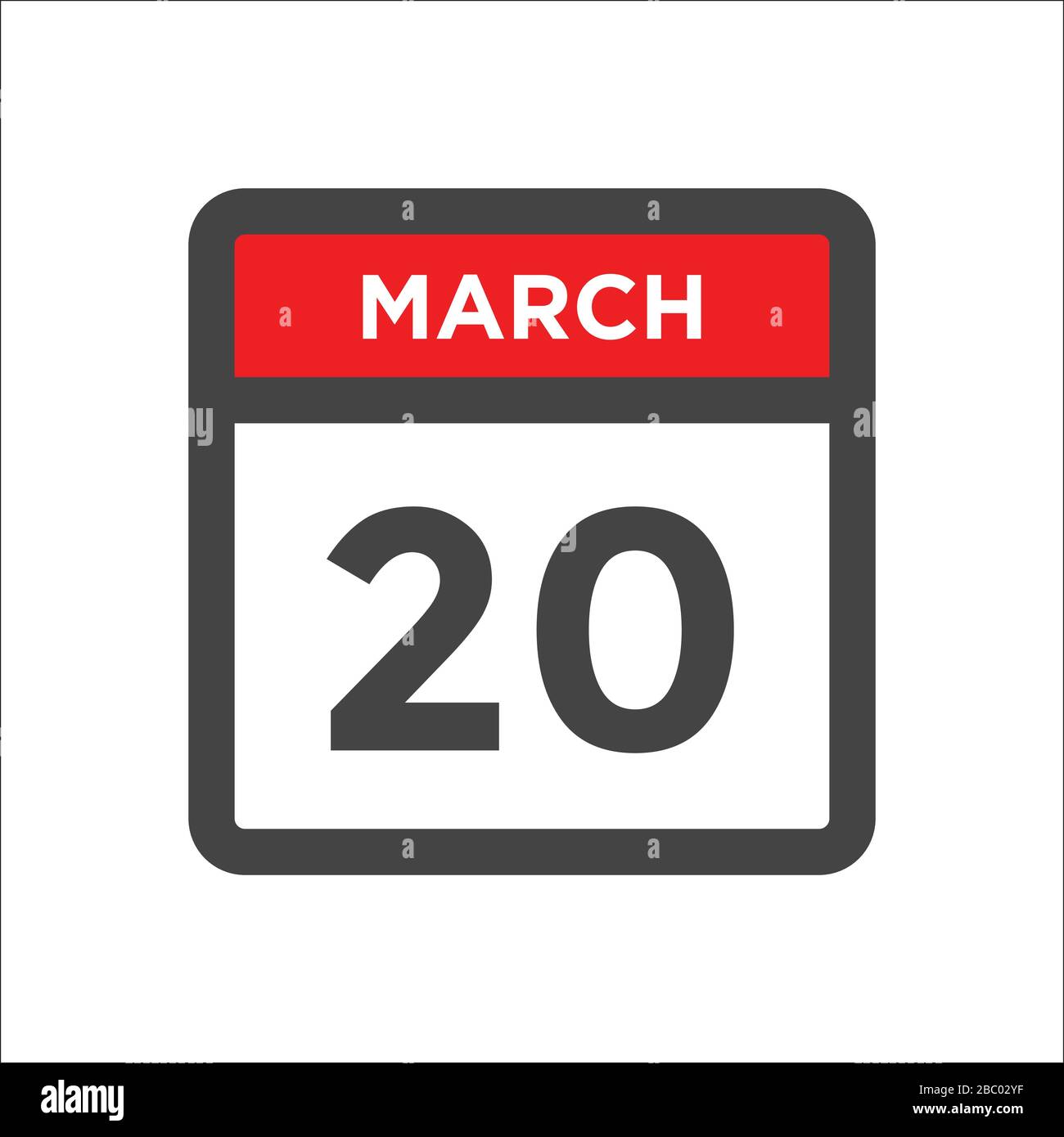 Icona del calendario del 20 marzo - giorno del mese Illustrazione Vettoriale
