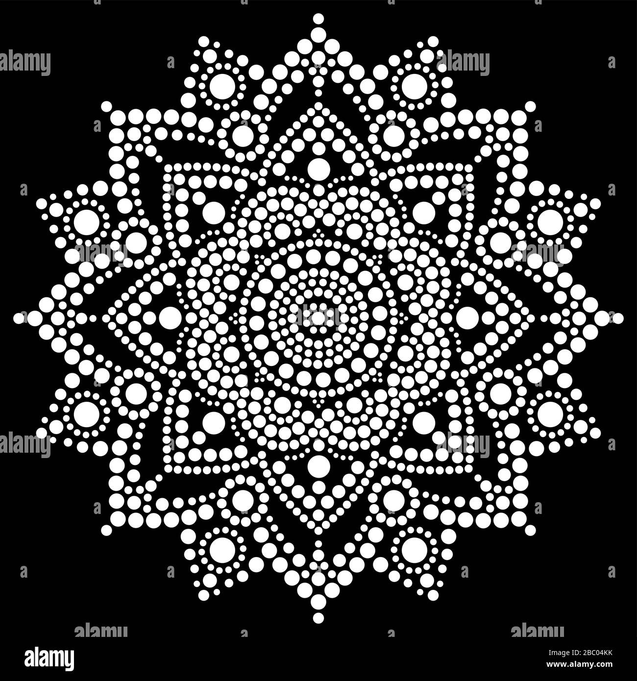 Mandala Vector dot art, pittura aborigena a punti, design retrò folk ispirato all'arte tradizionale australiana Illustrazione Vettoriale