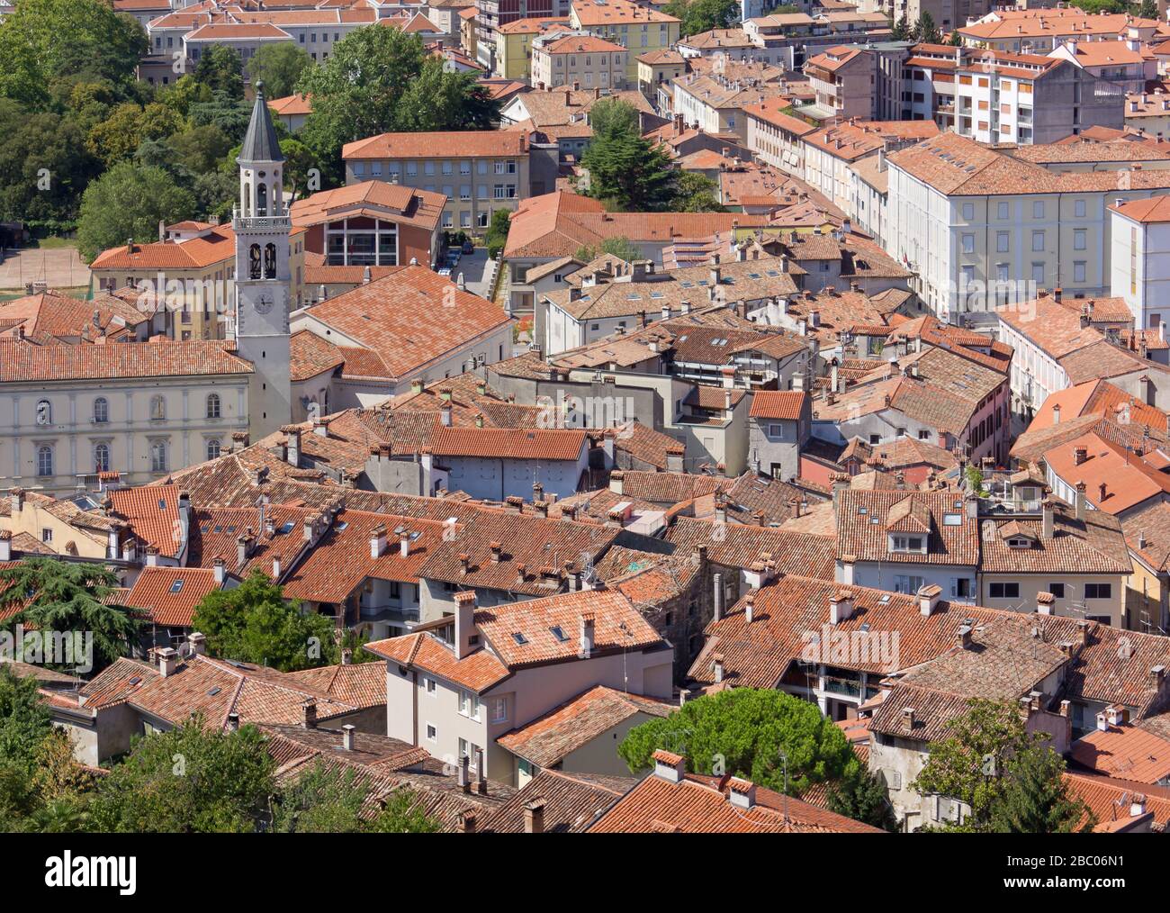 Veduta aerea del quartiere storico di Gorizia, Italia Foto Stock