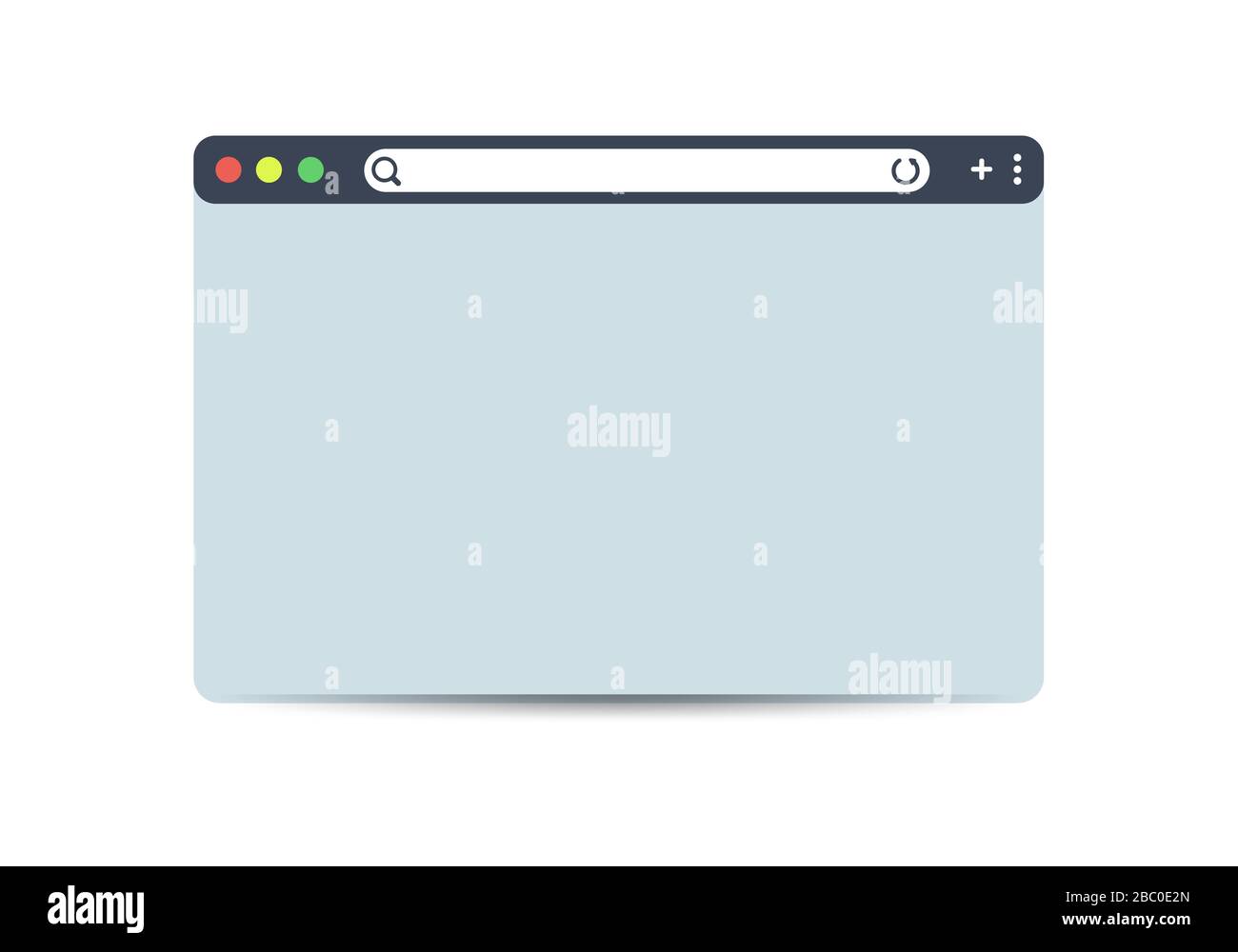 Finestra del browser elementi web vettoriali isolati. Modello di progettazione con finestra del browser per la progettazione di dispositivi mobili. Illustrazione Vettoriale