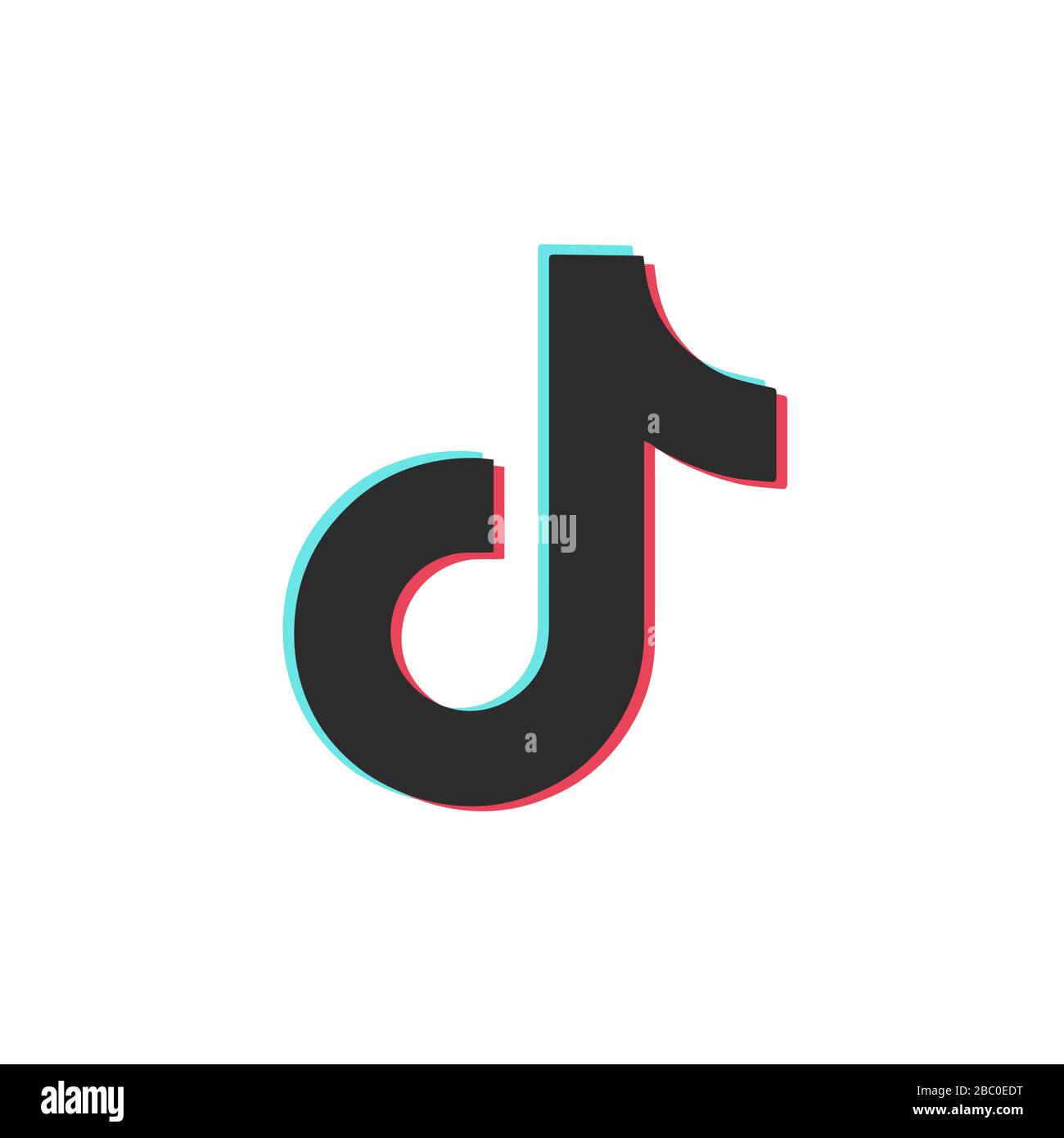 Icona Tik Tok. Icona della melodia piatta del vettore tricolore isolata su sfondo bianco. Design di icone per musica, audio e equalizzatore. Icona dei social media. Vettore Illustrazione Vettoriale