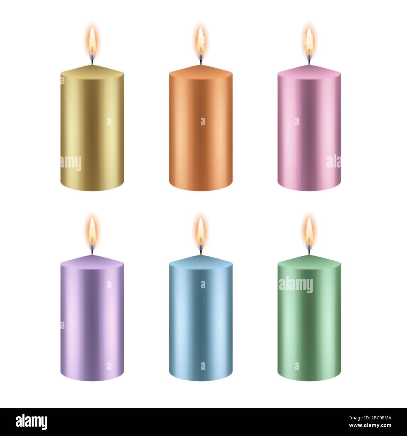 set di candele isolate su sfondo bianco Illustrazione Vettoriale