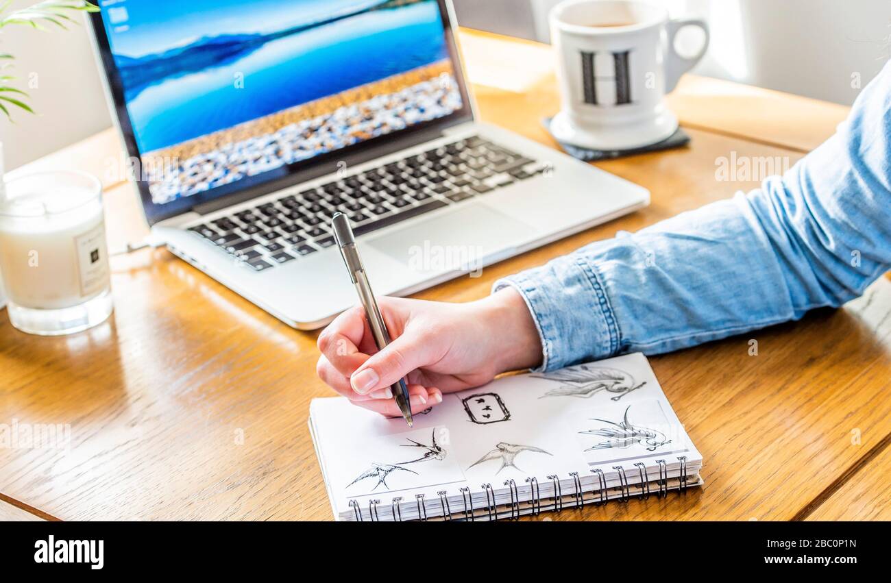 Lavorando da casa Pics Alan Peebles Foto Stock