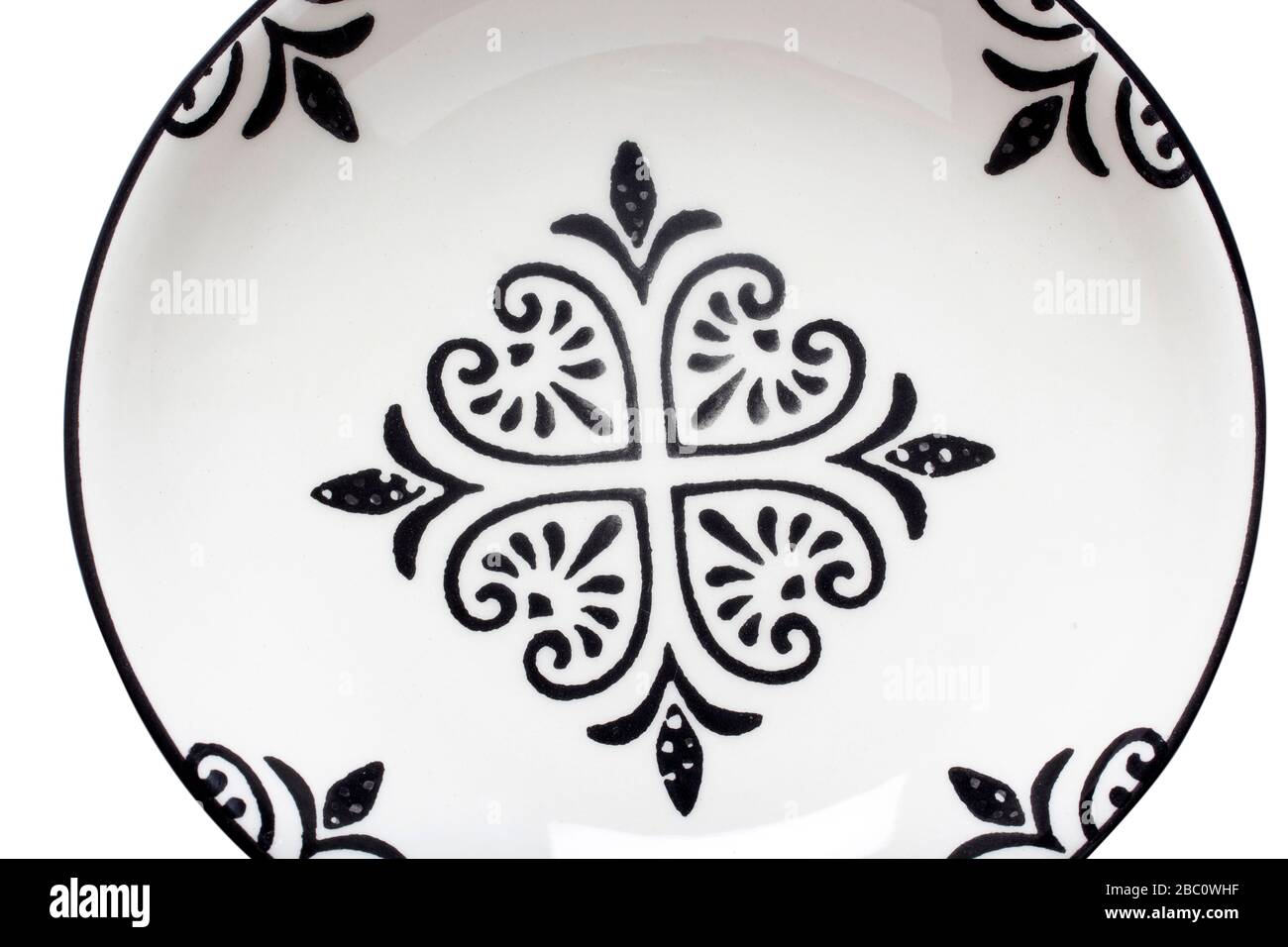 motivo floreale bianco, decorativo, piastra in porcellana Foto Stock