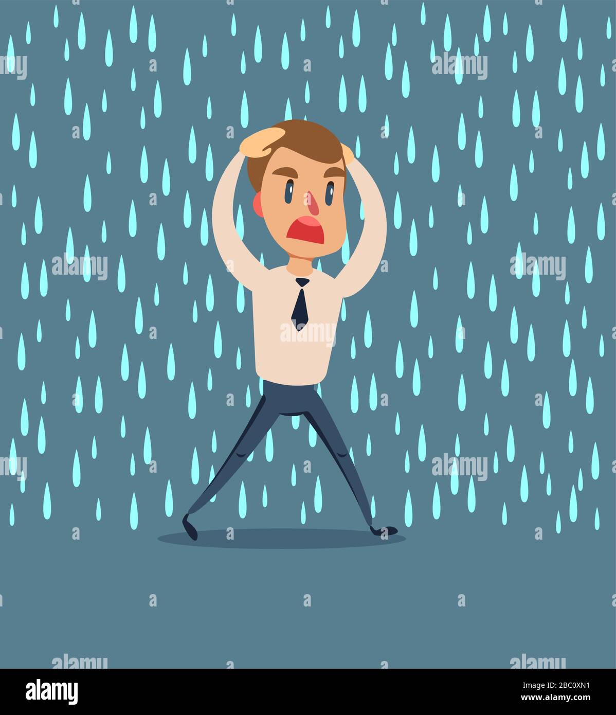 Imprenditore eseguito dalla pioggia . Illustrazione Vettoriale