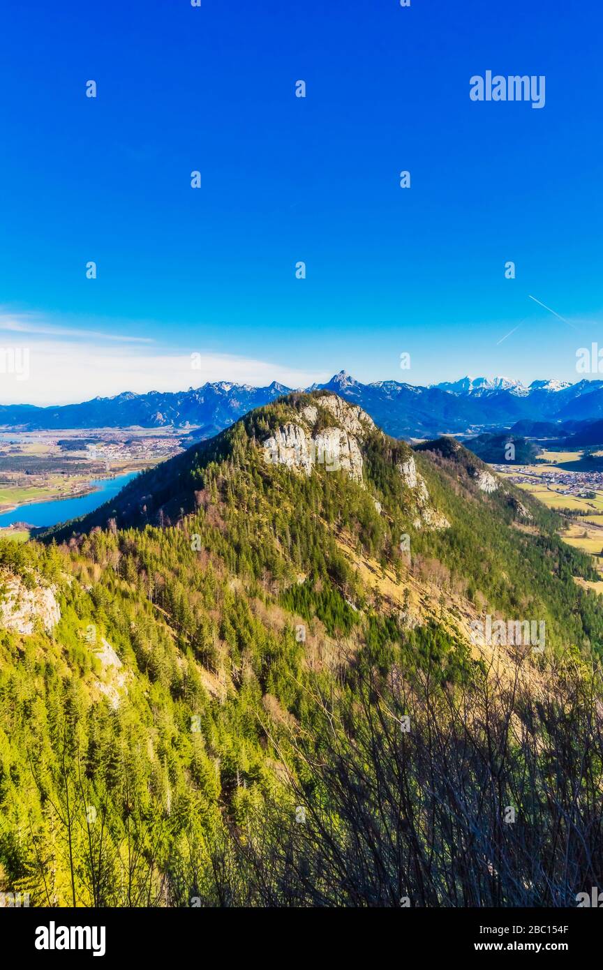 Germania, Baviera, Pfronten, veduta panoramica dalla cima del monte Falkenstein Foto Stock