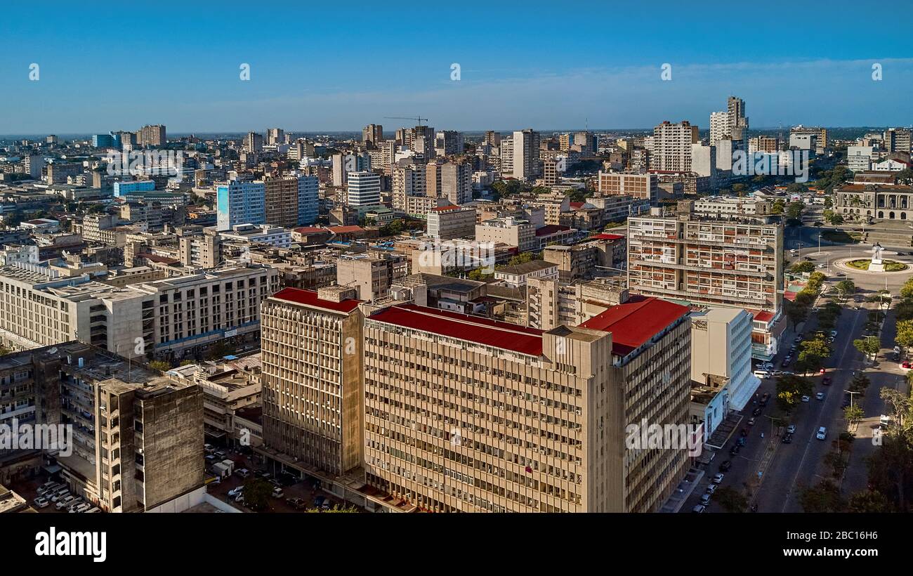 Mozambico, Maputo, veduta aerea del centro di Baixa de Maputo Foto Stock