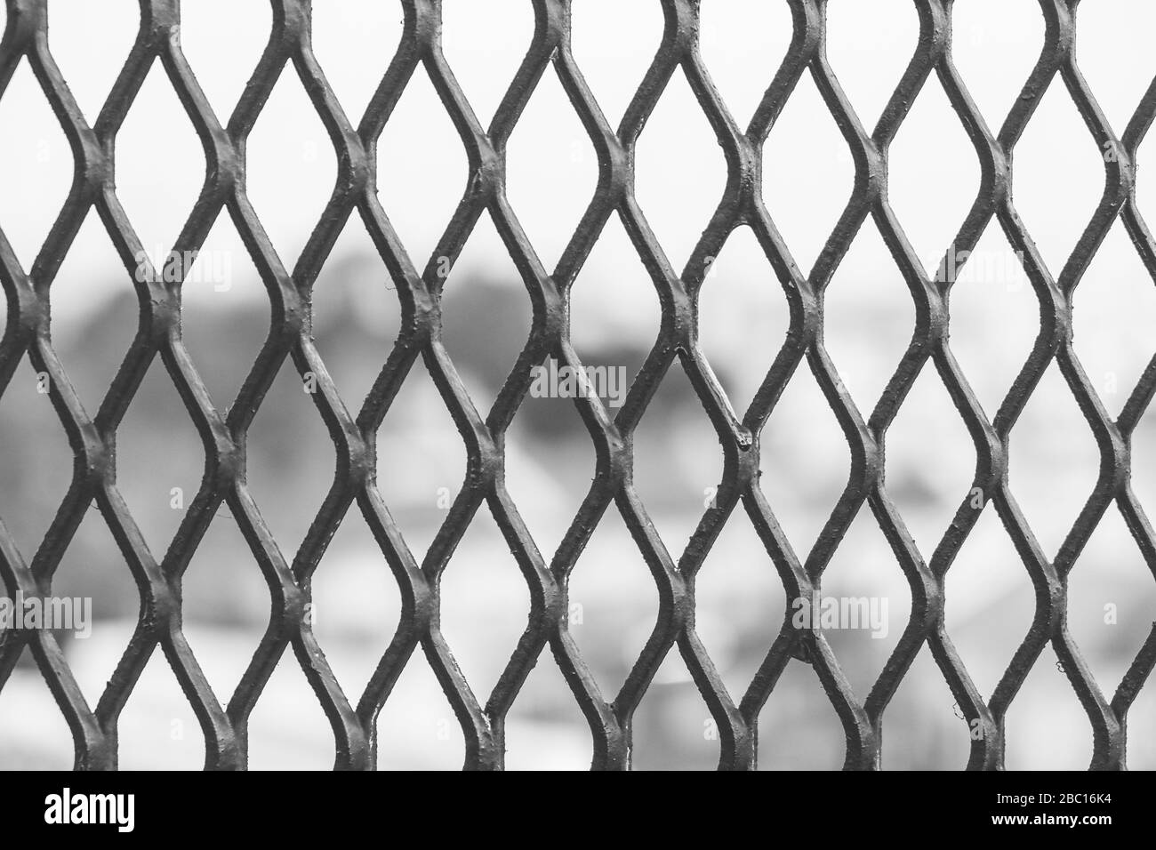 Reticolo in ferro con sfondo sfocato Foto Stock