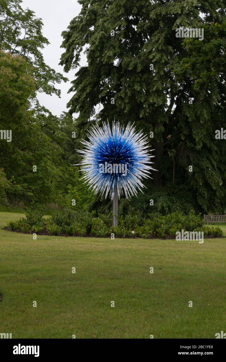 Sapphire Star Sculpture Dale Chihuly colorful Bright Display Event Autunno 2019 riflessioni sulla natura a Kew Gardens, Richmond, London, TW9 3AE Foto Stock