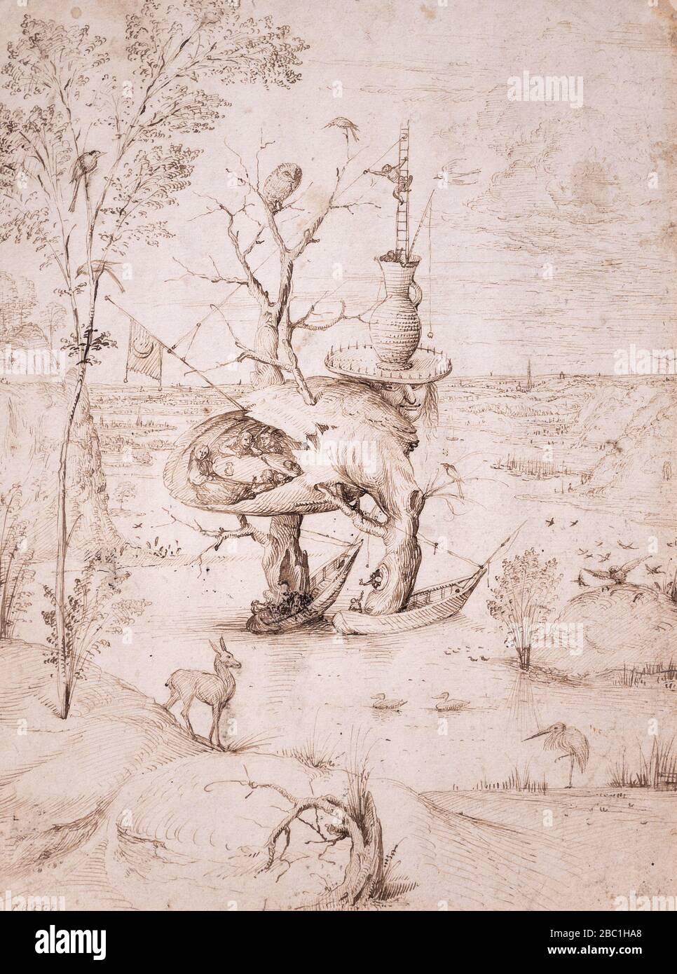 'L'uomo-albero' (c. 1500) di Hieronymus Bosch (1450–1516). Penna e inchiostro marrone. Fax. Foto Stock