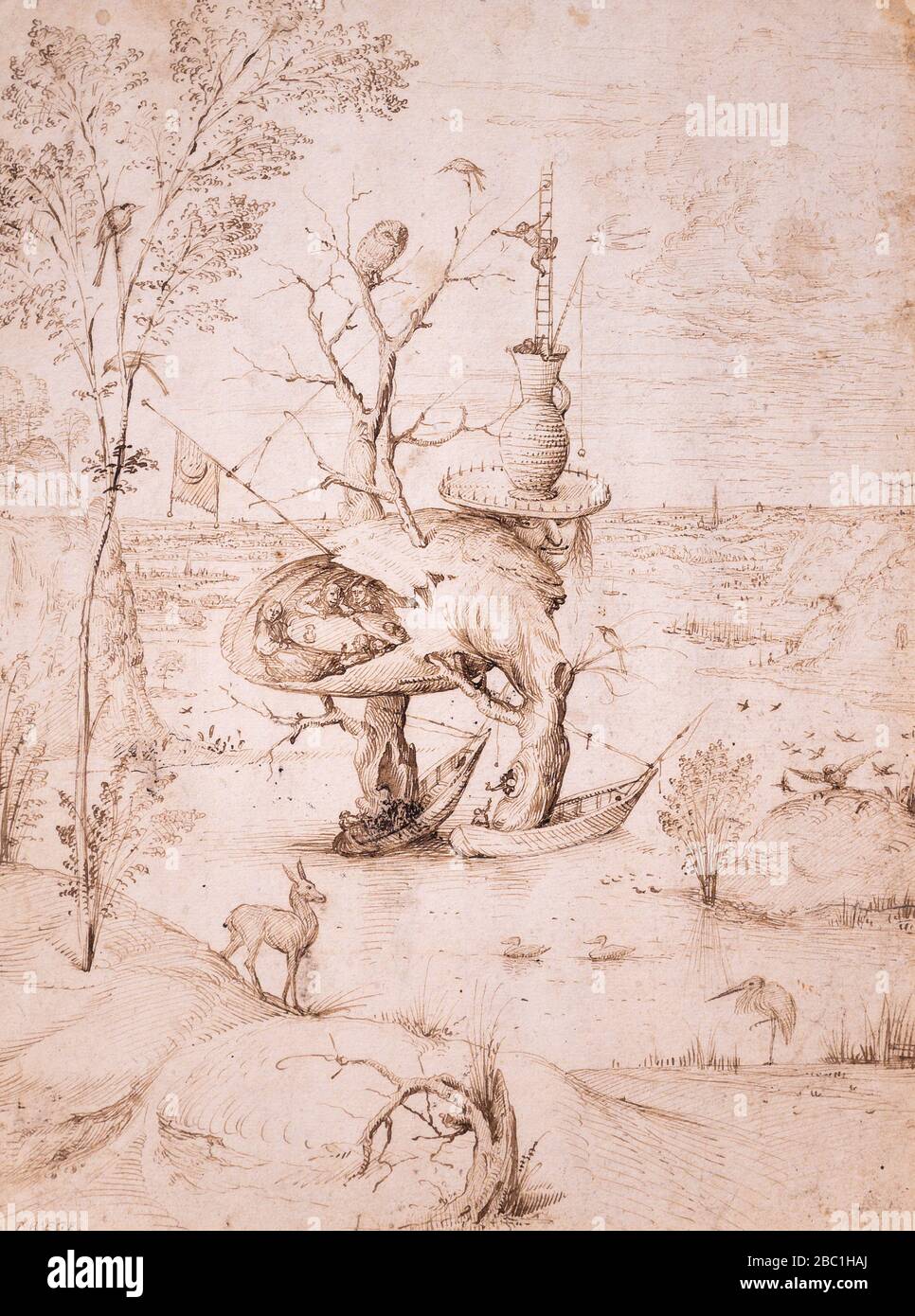 'L'uomo-albero' (c. 1500) di Hieronymus Bosch (1450–1516). Penna e inchiostro marrone. Fax. Foto Stock