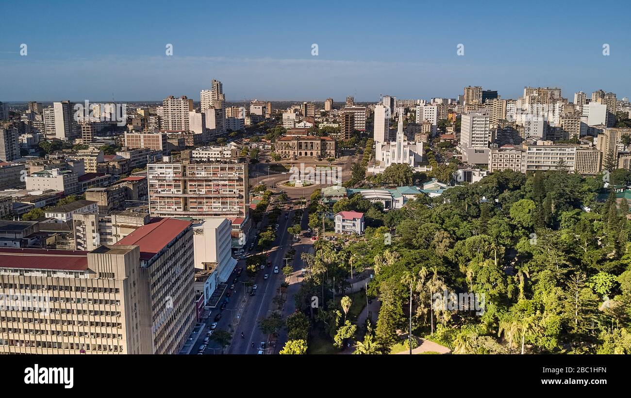 Mozambico, Maputo, veduta aerea del centro di Baixa de Maputo Foto Stock