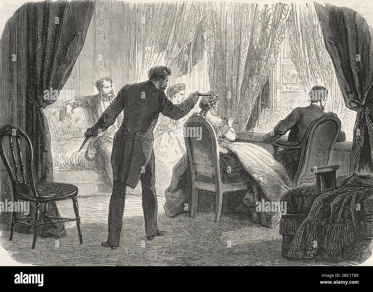 ABRAHAM LINCOLN (1809-1865) è assassinato da John Wilkes Booth al Ford's Theatre, Washington, 14 aprile 1865 Foto Stock