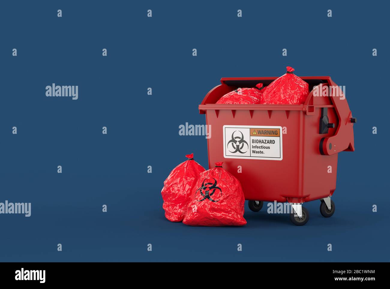 contenitore per rifiuti completo con sacchetti per rifiuti Foto Stock