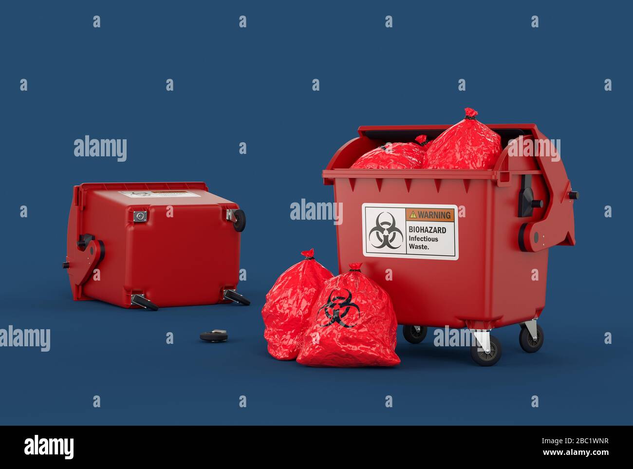 contenitore per rifiuti completo con sacchetti per rifiuti Foto Stock