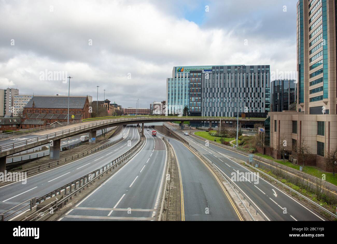 Autostrada M8 Glasgow, zona Charing Cross di Glasgow durante il coronavirus, covid 19 blocco Foto Stock