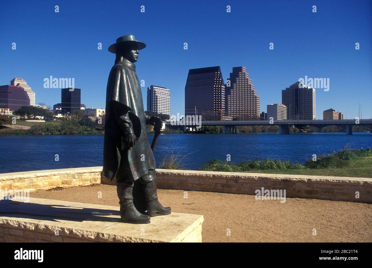 Statua di Stevie Ray Vaughn ad Austin, Texas USA. 1995 Foto Stock