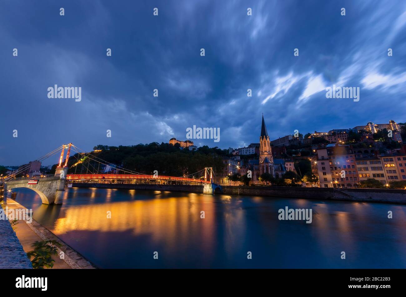 Tramonto a Lione, Francia. Foto Stock