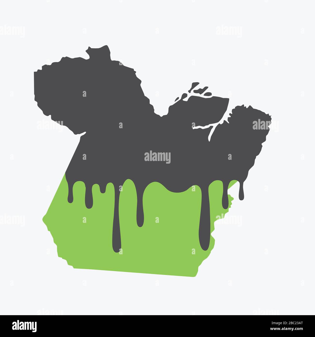 Mappa di Para coperta di olio. Inquinamento da olio in stato brasiliano. Concettuale. Illustrazione Vettoriale