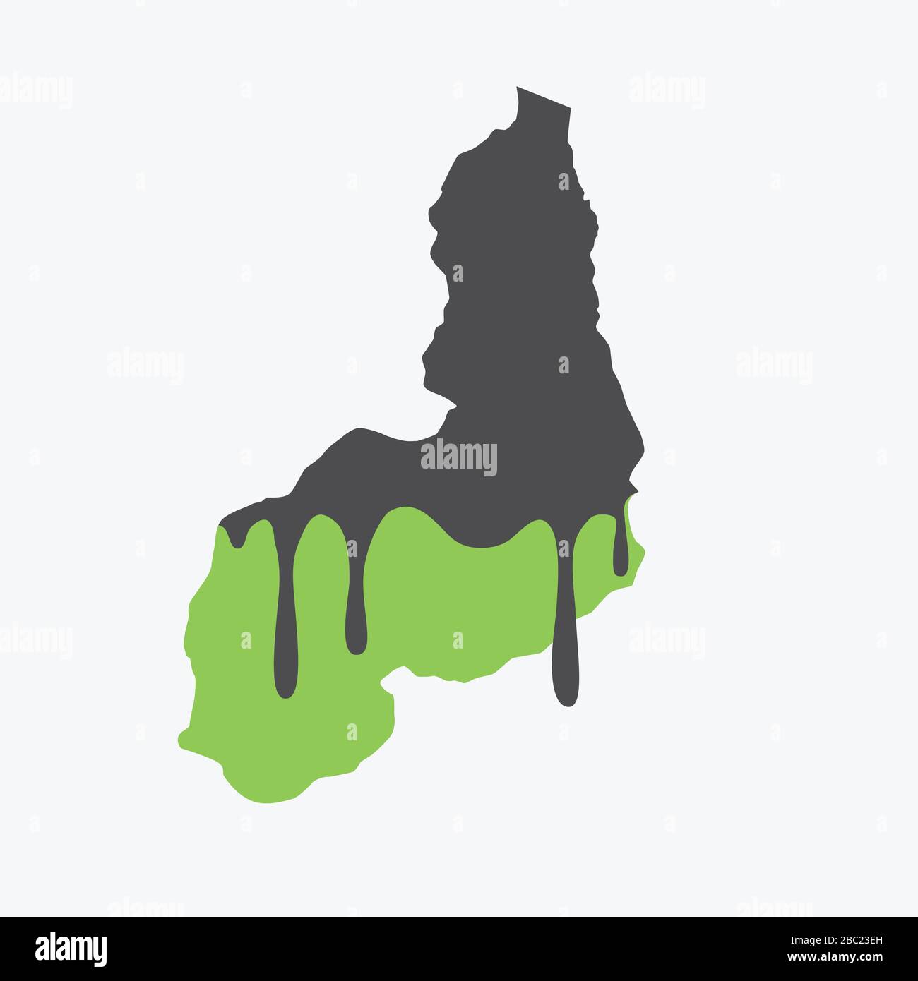 Mappa di Piaui coperta di olio. Inquinamento da olio in stato brasiliano. Concettuale. Illustrazione Vettoriale