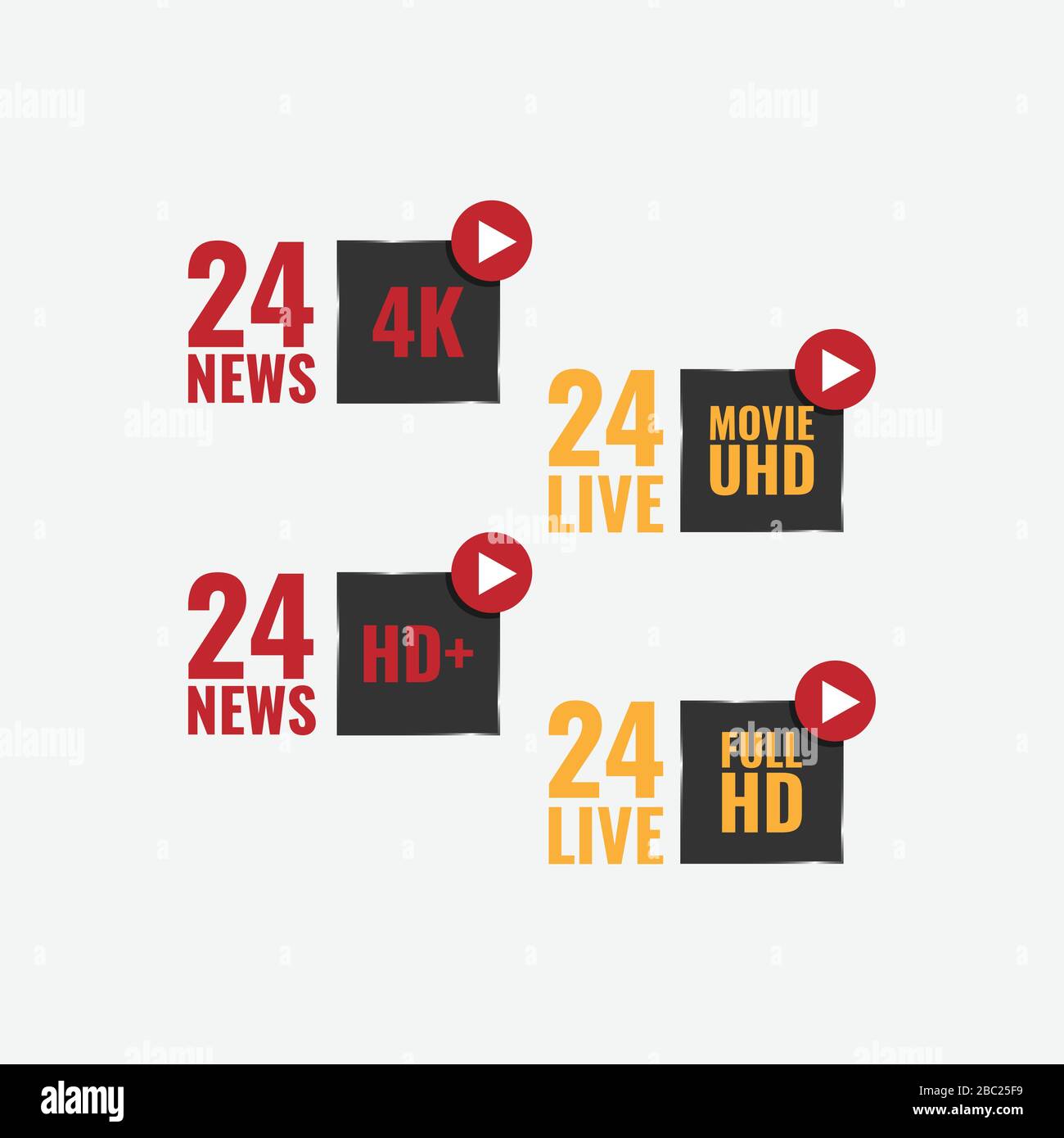 Live news 24 logo immagine vettoriale banner icona Set design Illustrazione Vettoriale