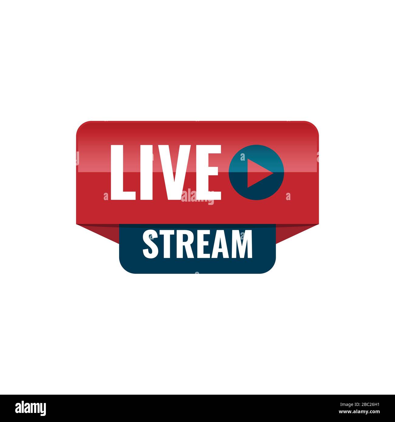 Illustrazione del progetto di modello vettoriale di etichetta di streaming in tempo reale. Etichetta Live stream su sfondo bianco Illustrazione Vettoriale