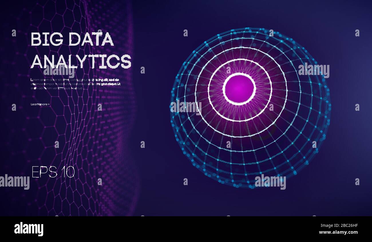 Grande per la visualizzazione di dati. Background 3d .Grande connessione dati sfondo. La tecnologia informatica ai tech wire futuristico di rete wireframe per la visualizzazione di dati Illustrazione Vettoriale