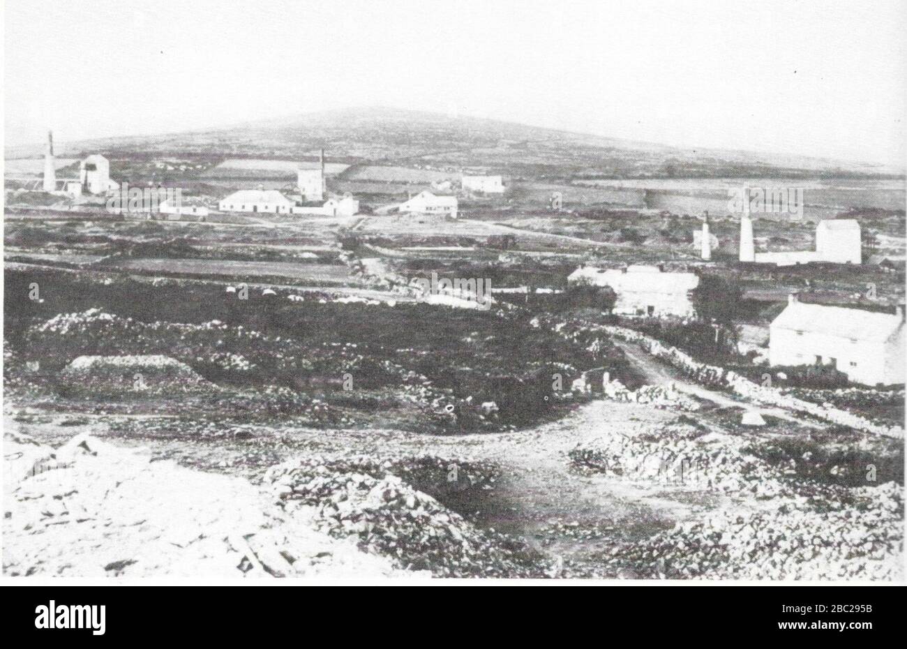 Grande miniera di lavoro da Tregonning Hill fine 19th secolo. Foto Stock
