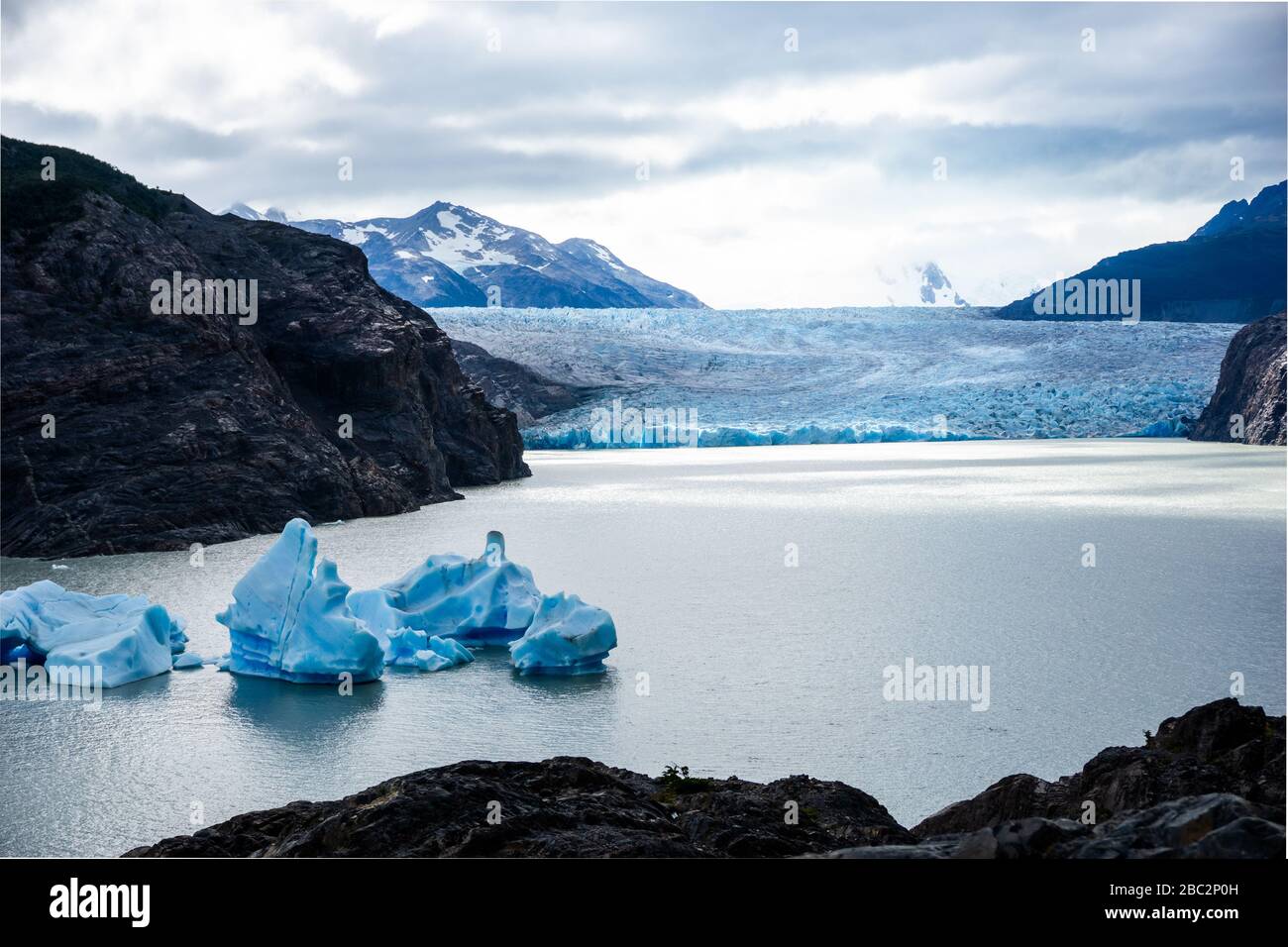 Grigio Ghiacciaio in Cile Torres del Paine Foto Stock