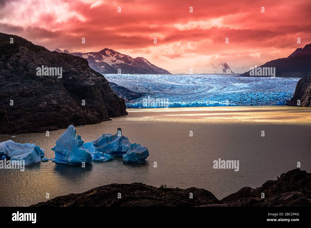 Glacier Grey nel Parco Nazionale Torres del Paine in Cile Foto Stock