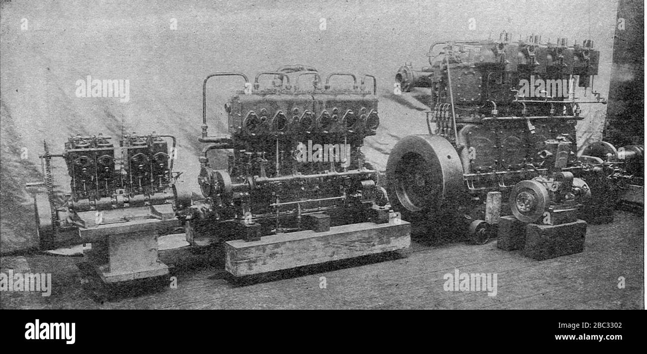 Gruppo di motori marini a combustione interna (Rankin Kennedy, Modern Engines, Vol V). Foto Stock