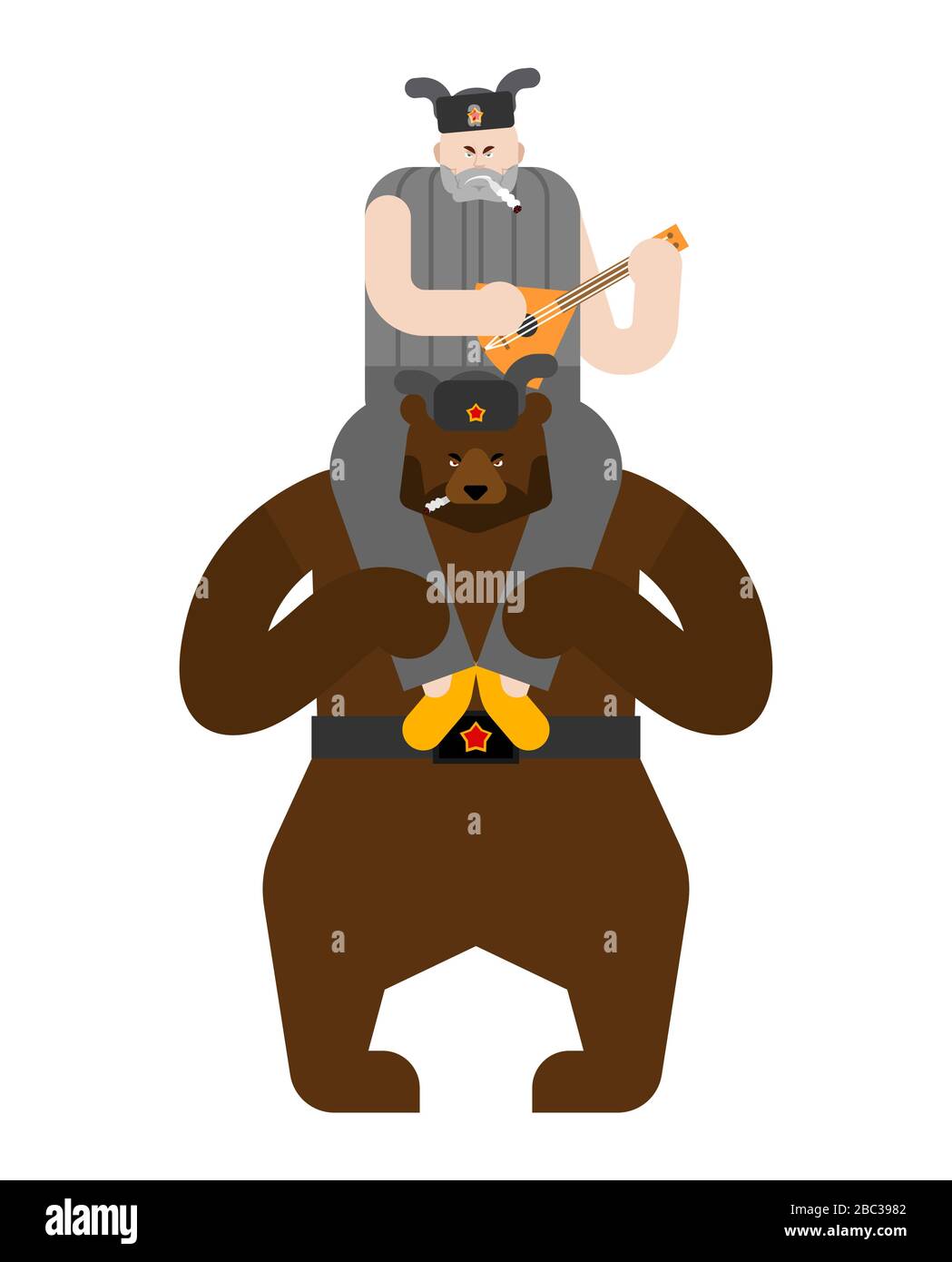 L'uomo russo e l'orso. Animale domestico tradizionale in Russia. Illustrazione Vettoriale