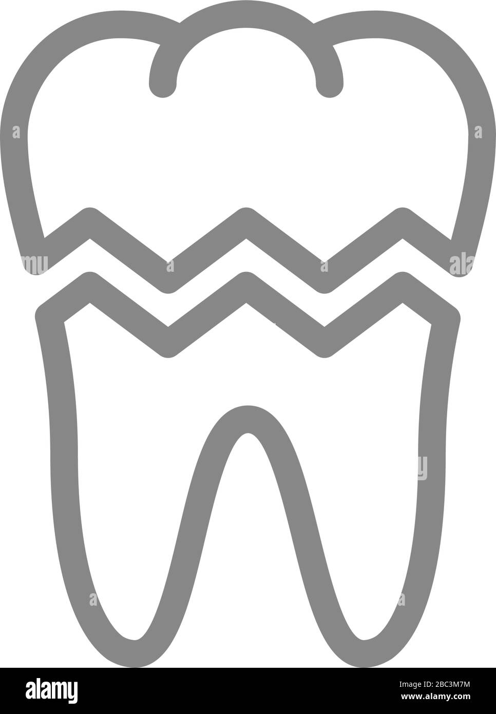 Icona della linea di denti spezzata. Organo danneggiato, dolore acuto, simbolo di rigetto del trapianto Illustrazione Vettoriale