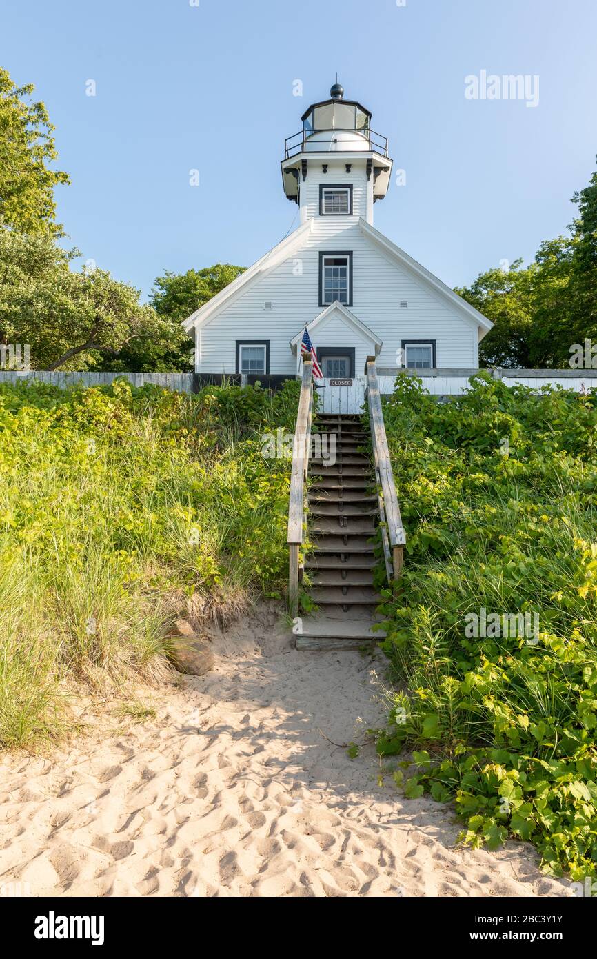 La casa leggera sulla Vecchia Penisola Missione nel Michigan Foto Stock