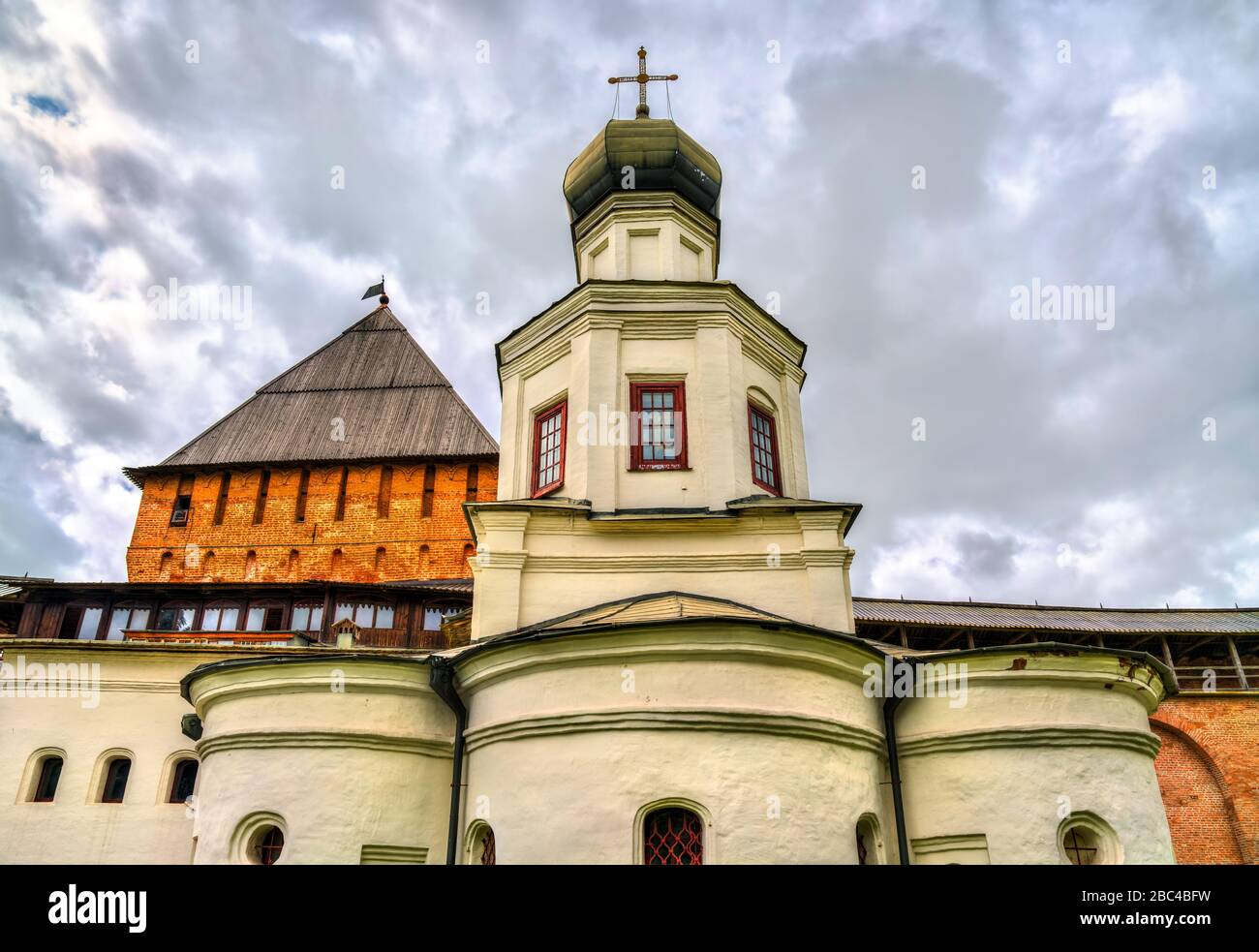Intercessione della Chiesa di Theotokos nel Cremlino di Grande Novgorod, Russia Foto Stock