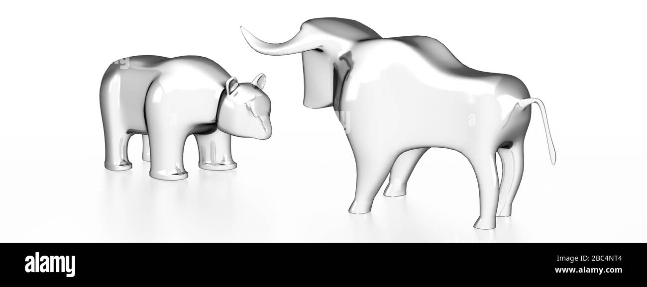 Bull and Bear - mercato/finanza/concetto di stock - illustrazione 3D Foto Stock