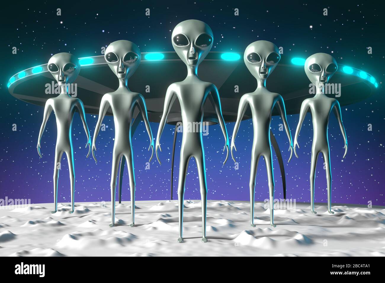 Alieni / extraterrestri, astronave - 3D rendering Foto Stock