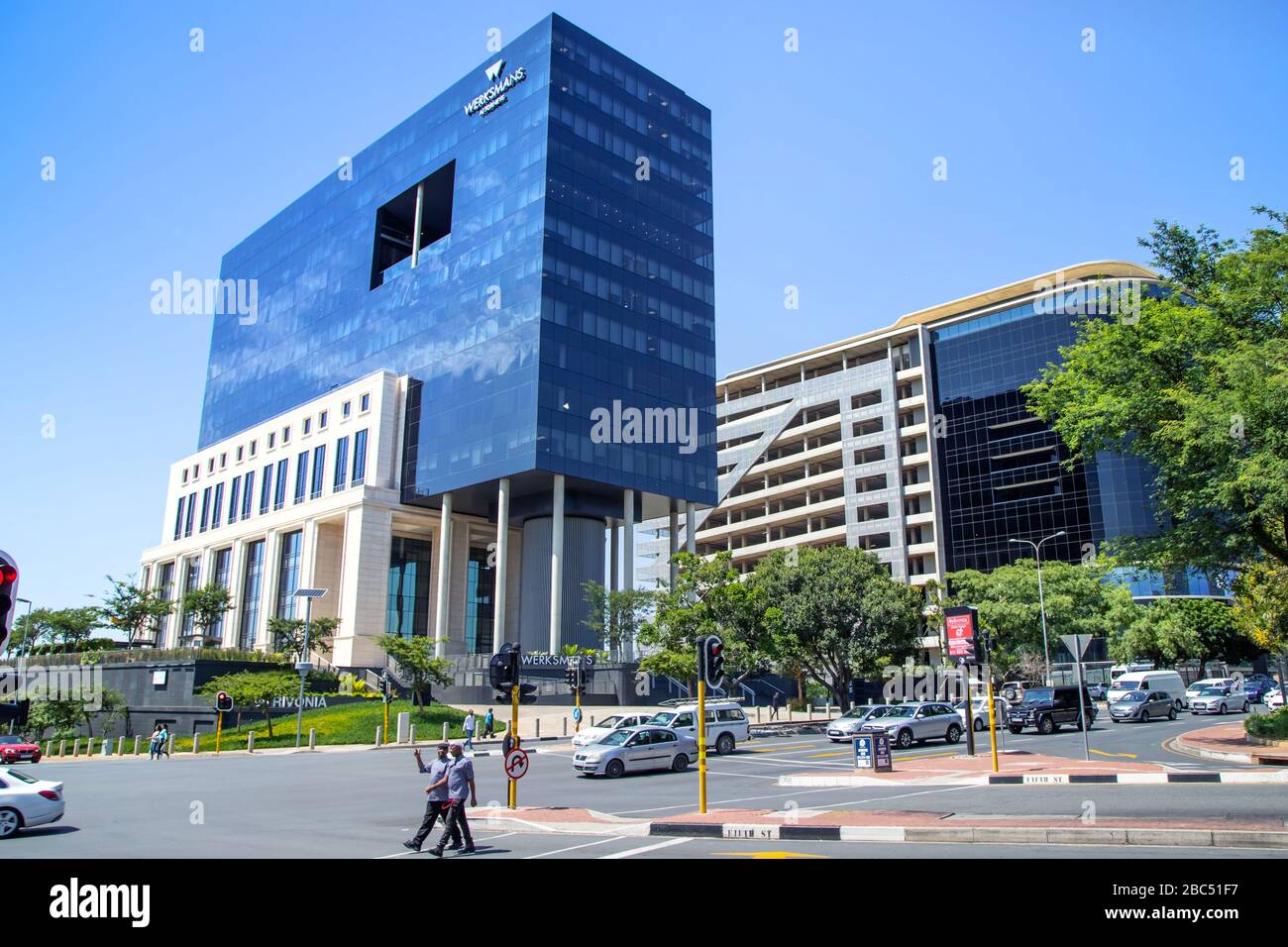 Johannesburg, Sudafrica, 31 gennaio - 2020: Centro città con uffici aziendali. Foto Stock